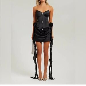 Heiress Beverly Hills black crystal satin dress